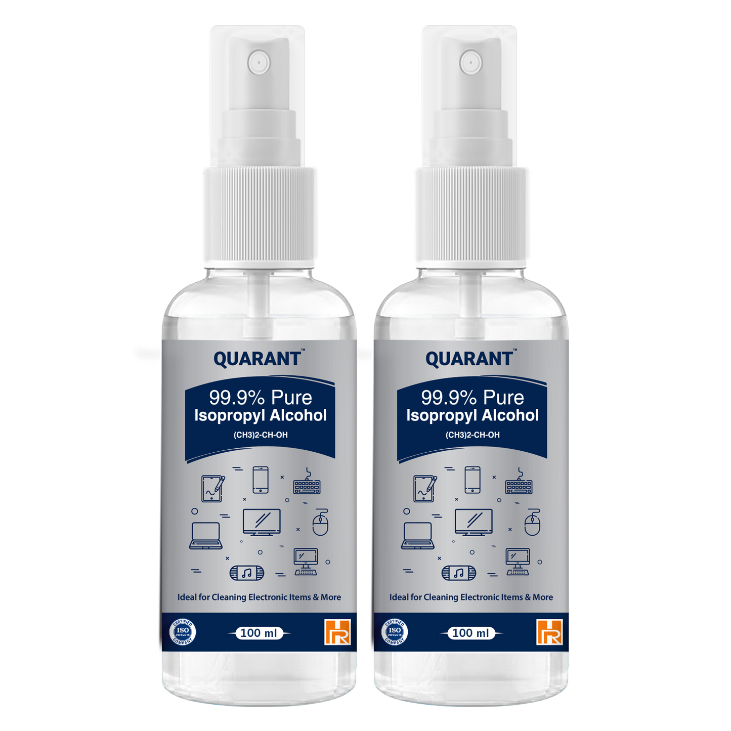 QUARANT 99.9% Pure Isopropyl Alcohol (IPA) for Rubbing or Cleaning Electronics & More, 100ml Spray Bottle (Pack of 2)