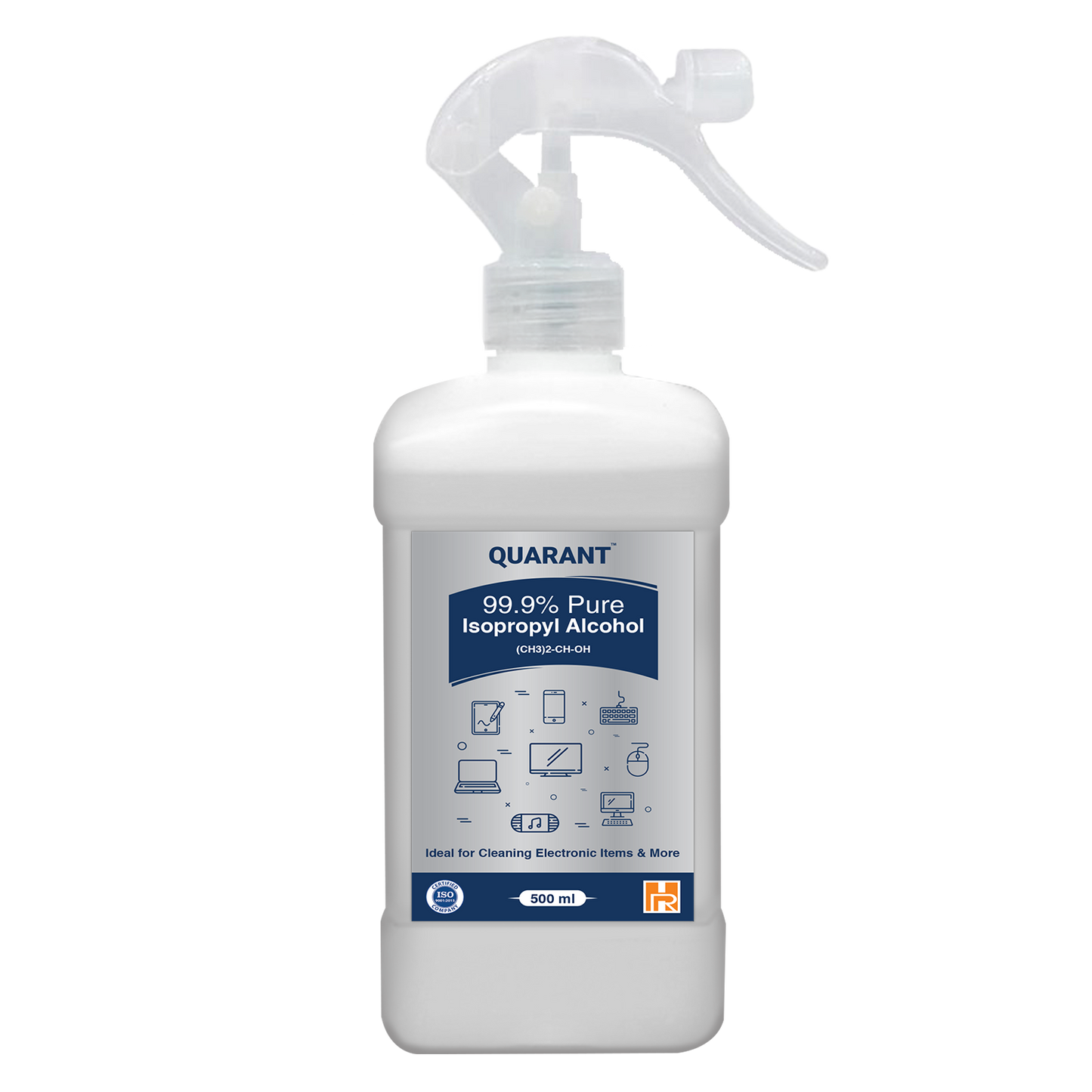 QUARANT 99.9% Pure Isopropyl Alcohol (IPA) for Rubbing or Cleaning Electronics & More, 500ml Trigger Spray Bottle
