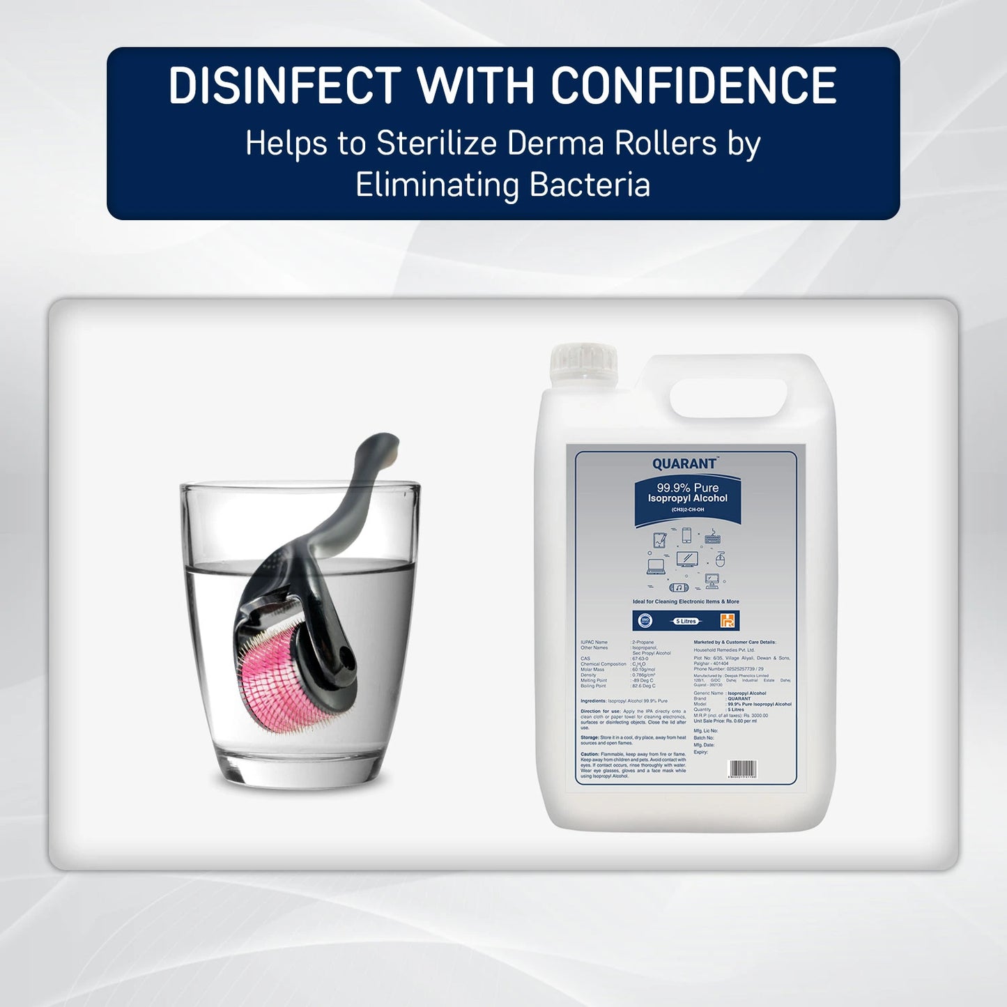 QUARANT 99.9% Pure Isopropyl Alcohol (IPA) for Rubbing or Cleaning Electronics & More, 5 Litre Can