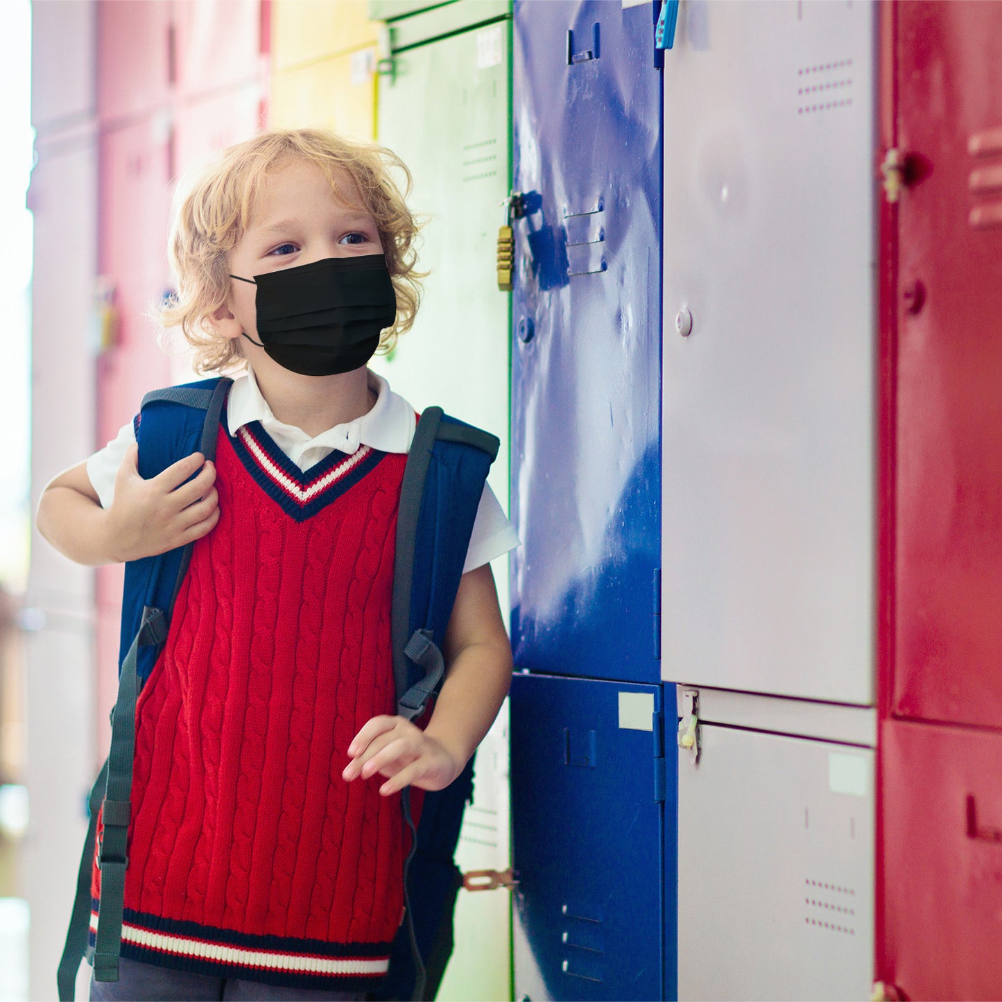 QUARANT Kids 3 Ply Disposable Surgical Face Mask for Children Aged 5 to 12 Years (Black)