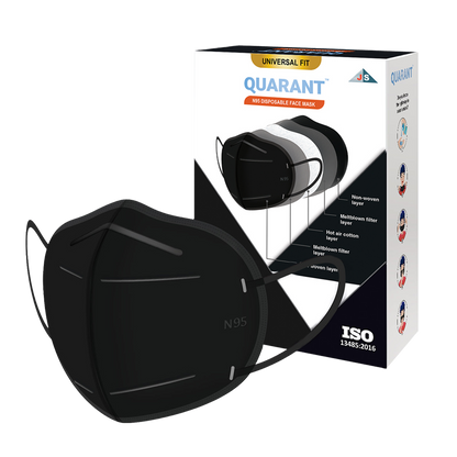 QUARANT N95 Face Mask with Adjustable Nose Pin for Adults (Black)