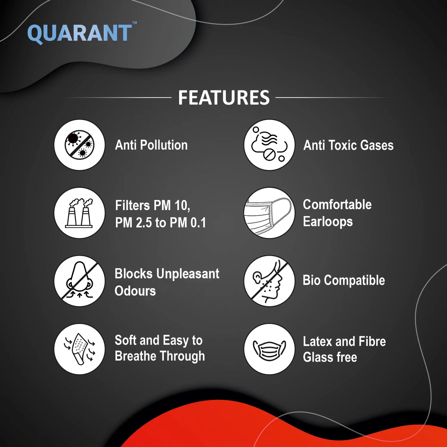 QUARANT 4 Ply Activated Carbon Surgical Face Mask with Adjustable Nose Pin - Pack of 50