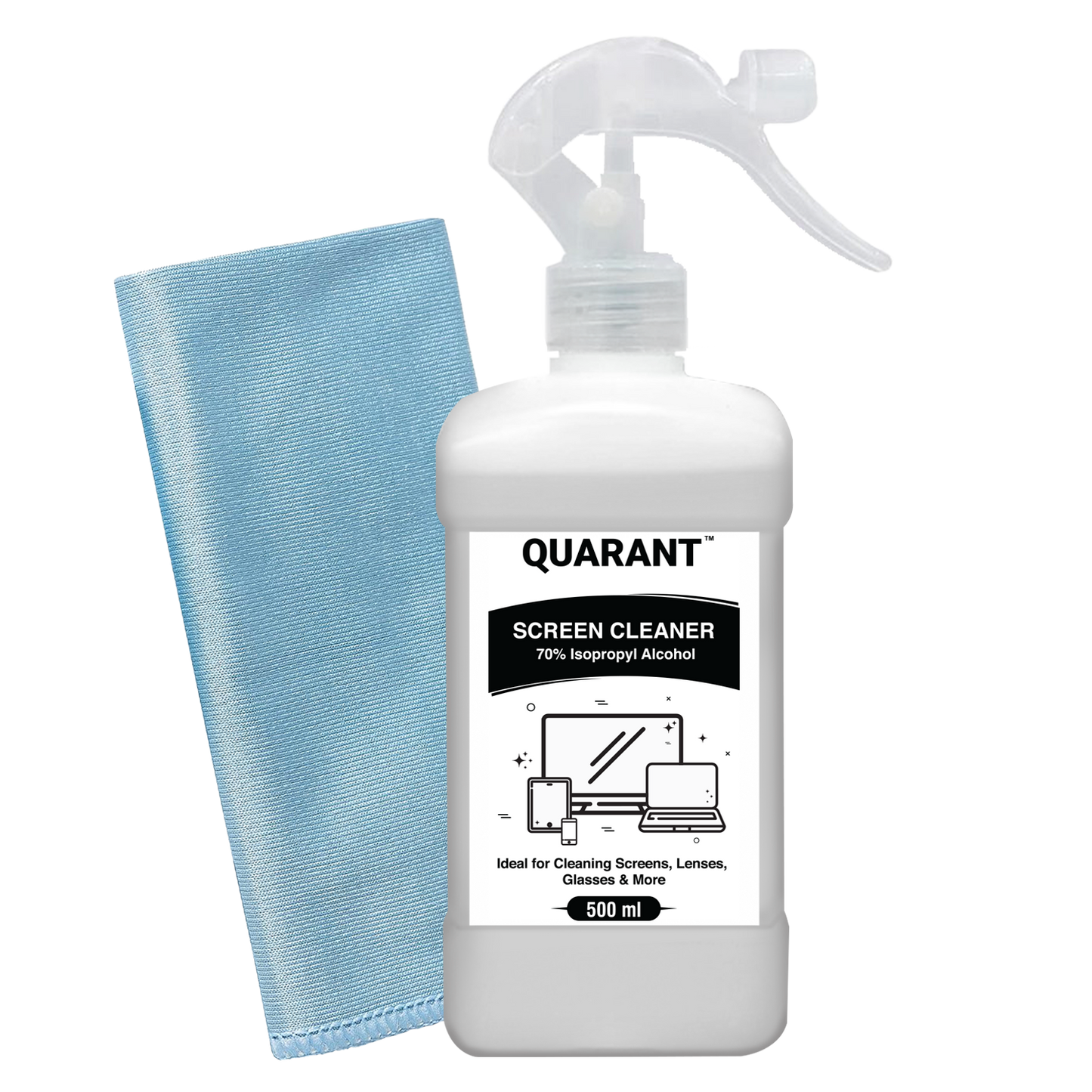 QUARANT 70% IPA Screen Cleaning Kit for Laptop, TV, Tablet, Mobile, Display & Lens (500 ml)