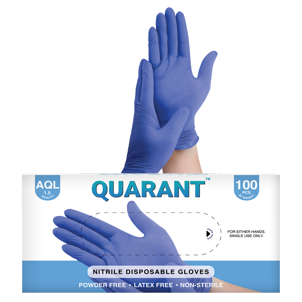 QUARANT Nitrile Disposable Hand Gloves (Blue, Pack of 100)