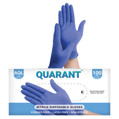 QUARANT Nitrile Disposable Hand Gloves (Blue, Pack of 100)