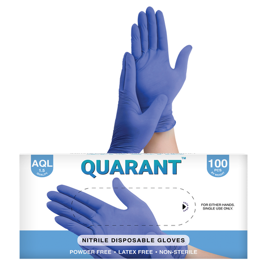 QUARANT Nitrile Disposable Hand Gloves (Blue, Pack of 100)