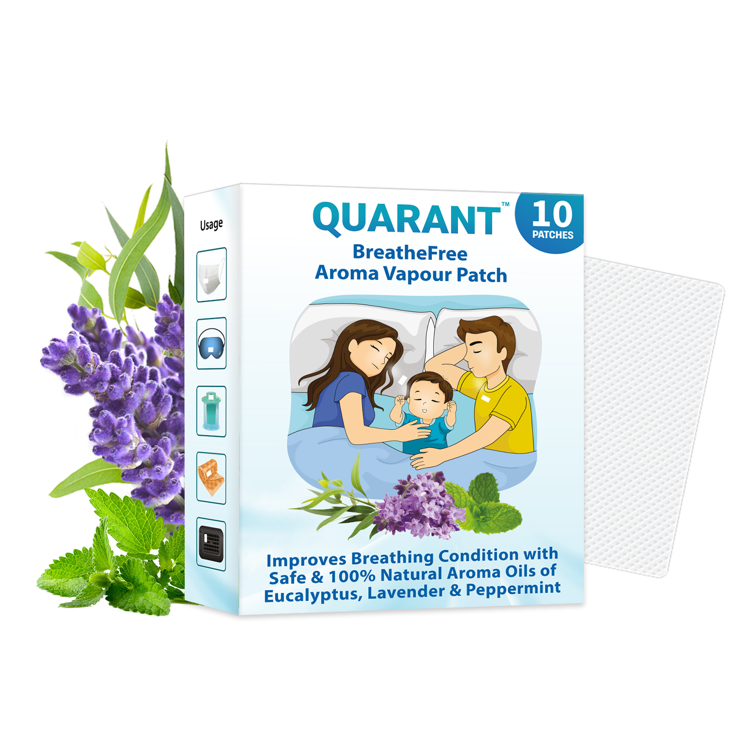 QUARANT BreatheFree 100% Natural Vapour Patch for Children & Adults (Pack of 10)