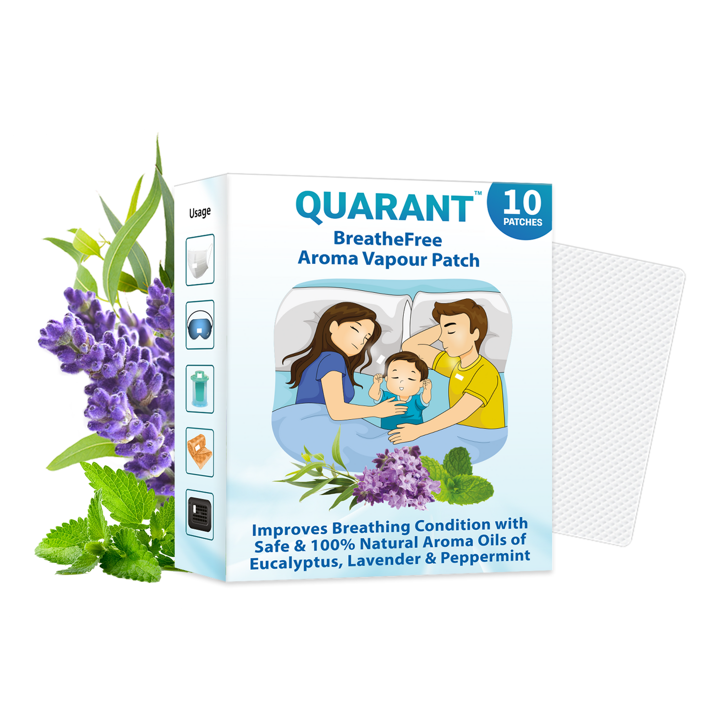 QUARANT BreatheFree 100% Natural Vapour Patch for Children & Adults (Pack of 10)