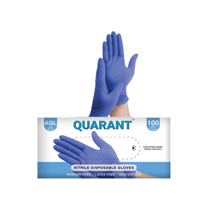 QUARANT Nitrile Disposable Hand Gloves (Medium, Blue, Pack of 100)