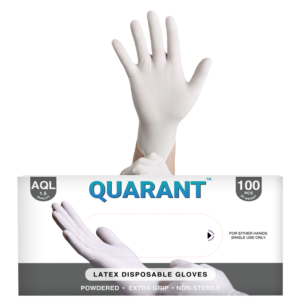 QUARANT Latex Disposable Hand Gloves  (Medium, Pack of 100)
