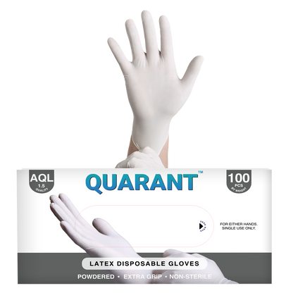 QUARANT Latex Disposable Hand Gloves  (Medium, Pack of 100)