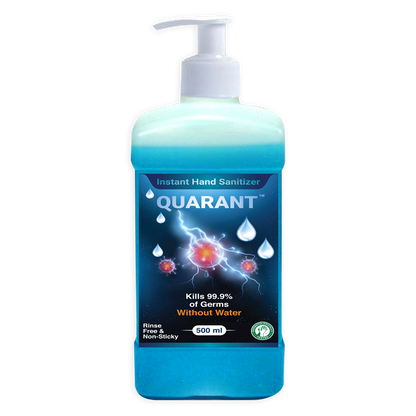 QUARANT 80% Alcohol Based Instant Hand Sanitizer Pump, Kills 99.9% Germs, WHO Recommended Formula & FDA Approved, 500 ML