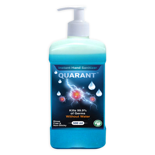 QUARANT 80% Alcohol Based Instant Hand Sanitizer Pump, Kills 99.9% Germs, WHO Recommended Formula & FDA Approved, 500 ML