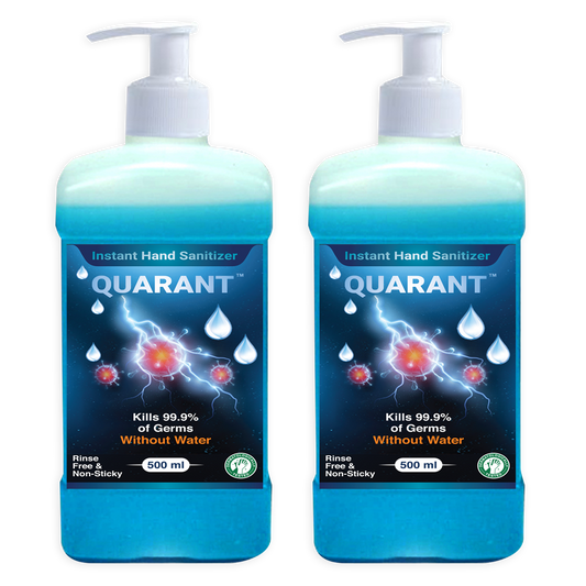 QUARANT 80% Alcohol Based Instant Hand Sanitizer Pump, Kills 99.9% Germs, WHO Recommended Formula & FDA Approved, 500 ML (Pack of 2 Bottles)