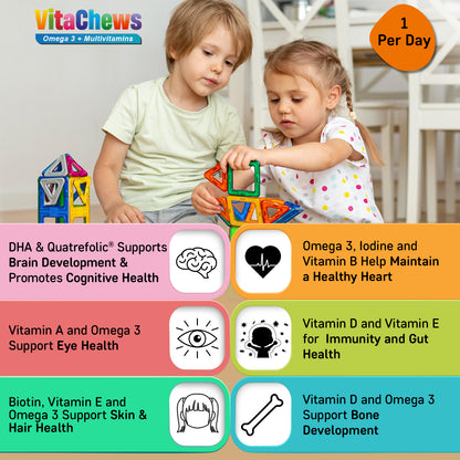 VitaChews Omega 3 Fish Oil + Multivitamin Gummies for Kids