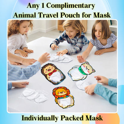QUARANT Kids N95 Face Mask for Boys & Girls with Reusable Travel Pouch, Suitable for Children Aged 4 to 12 Years (White, Pack of 10)