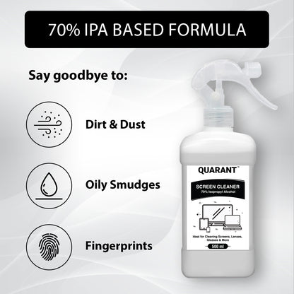 QUARANT 70% IPA Screen Cleaning Kit for Laptop, TV, Tablet, Mobile, Display & Lens (500 ml)