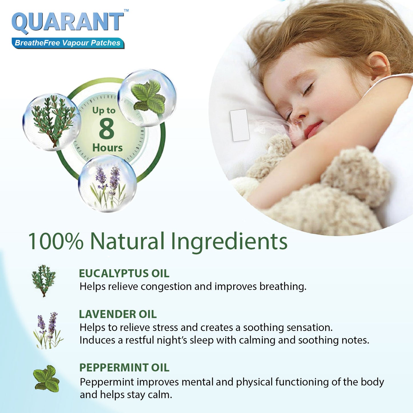 QUARANT BreatheFree 100% Natural Vapour Patch for Children & Adults (Pack of 10)