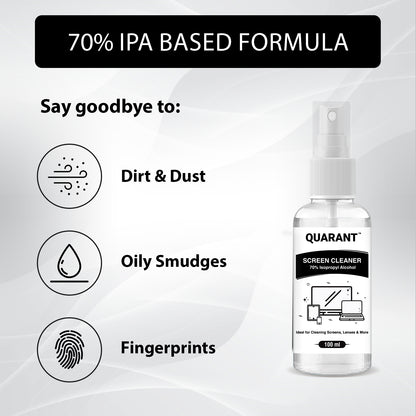 QUARANT 70% IPA Screen Cleaning Kit for Laptop, TV, Tablet, Mobile, Display & Lens