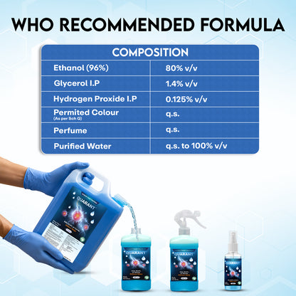 QUARANT 80% Alcohol Based Instant Hand Sanitizer Refill Pack, Kills 99.9% Germs, WHO Recommended Formula & FDA Approved (5 Litre Can)