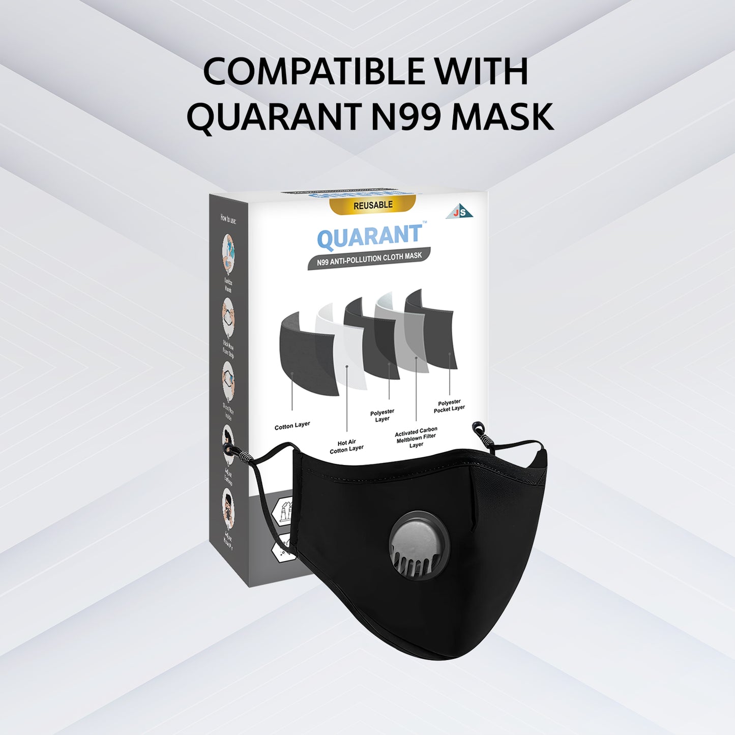 QUARANT PM 2.5 Activated Carbon Replaceable Filters for Mask and Balaclava (Pack of 5)