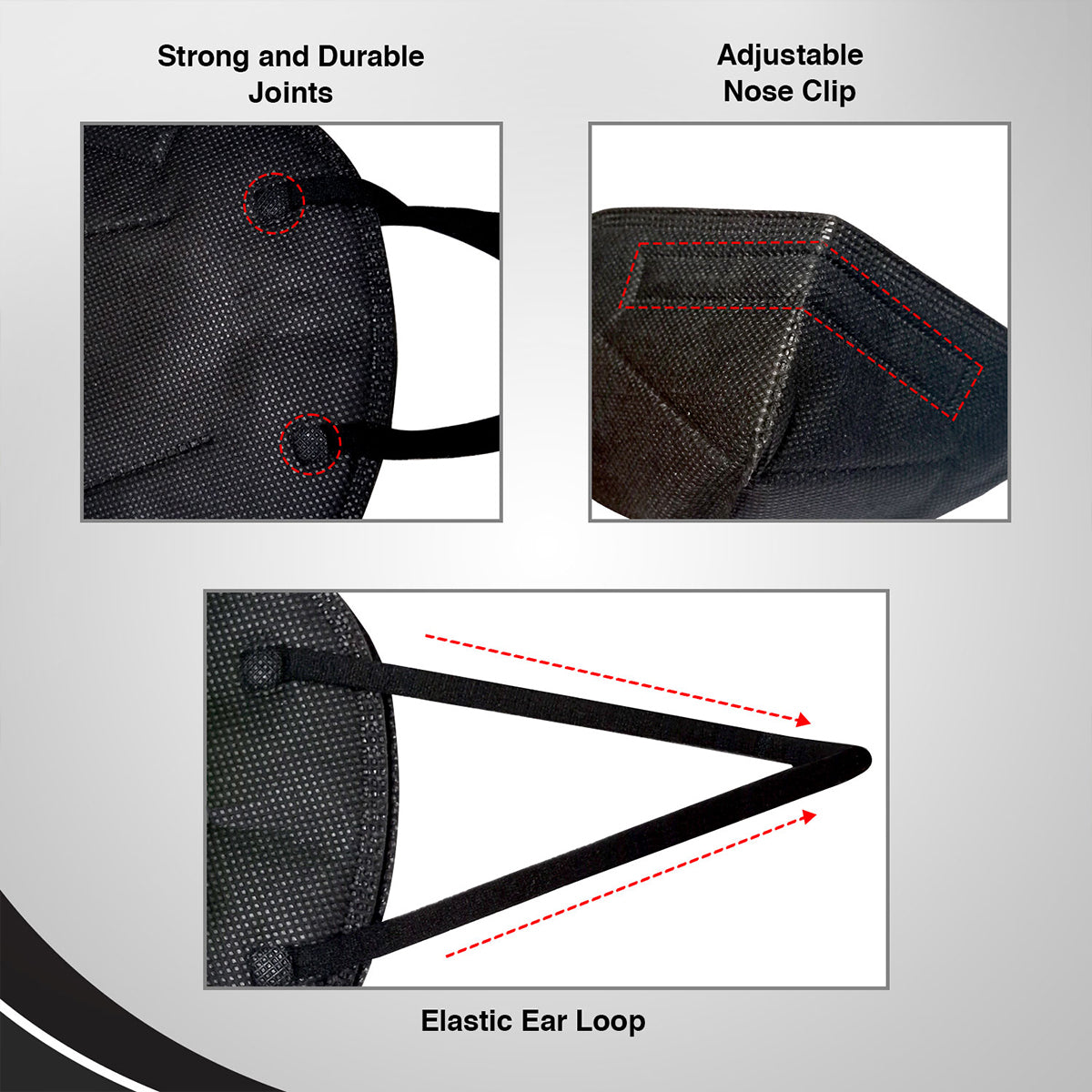 QUARANT N95 Face Mask with Adjustable Nose Pin for Adults (Black)