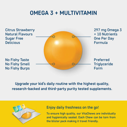 VitaChews Omega 3 Fish Oil + Multivitamin Gummies for Kids