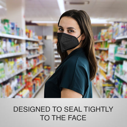 QUARANT N95 Face Mask with Adjustable Nose Pin for Adults (Black)