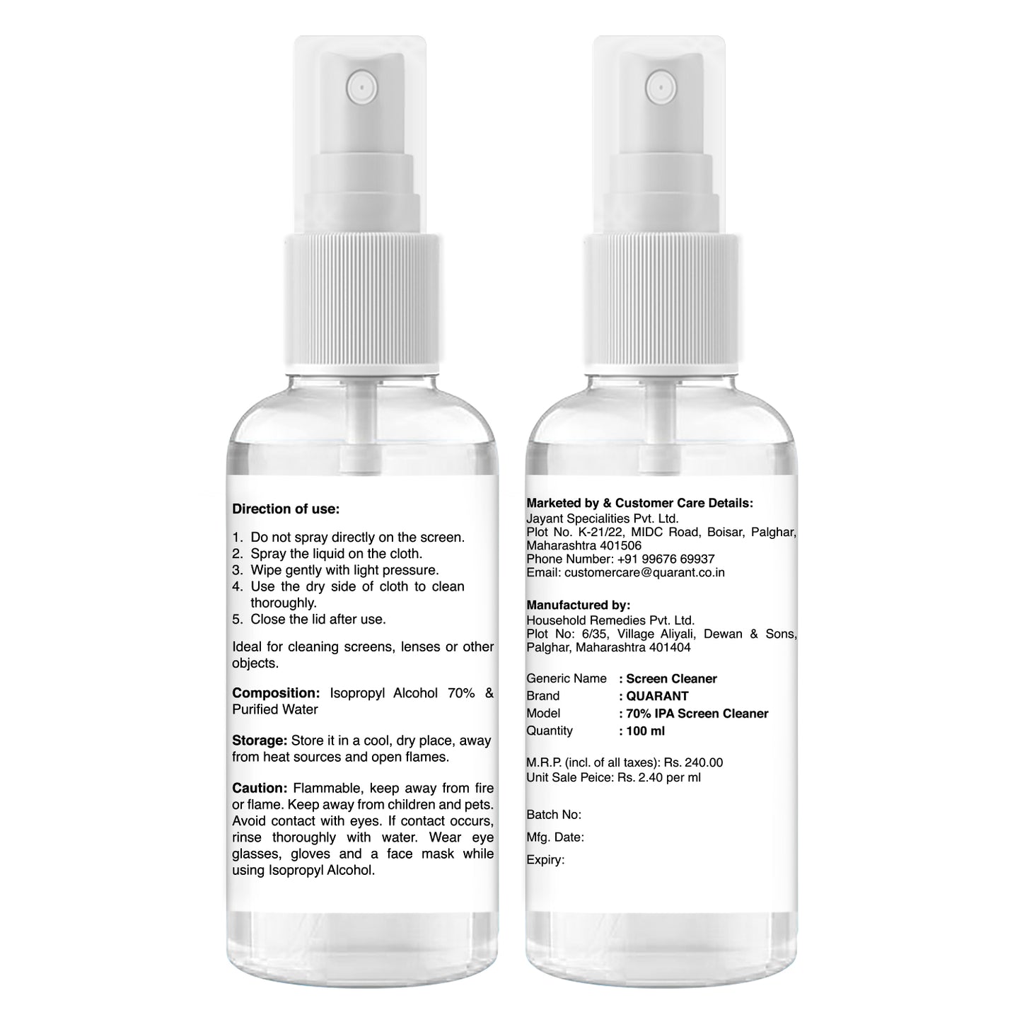 QUARANT 70% IPA Screen Cleaning Kit for Laptop, TV, Tablet, Mobile, Display & Lens