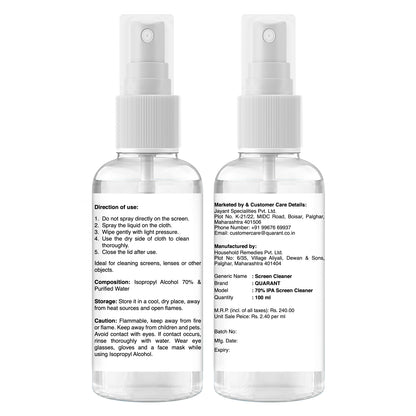 QUARANT 70% IPA Screen Cleaning Kit for Laptop, TV, Tablet, Mobile, Display & Lens