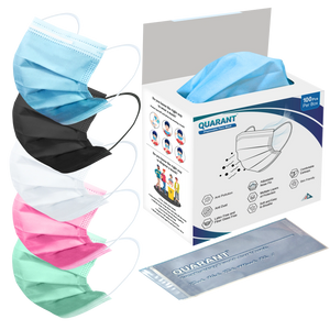 QUARANT 3 Ply Assorted Surgical Face Mask with Adjustable Nose Pin - Pack of 100