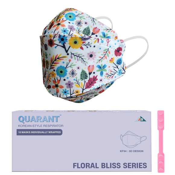 QUARANT Korean Fish Shape Designer Face Mask with Dual Meltblown and Adjustable Nose Pin for Adults (Pack of 10, Autumn Meadow)