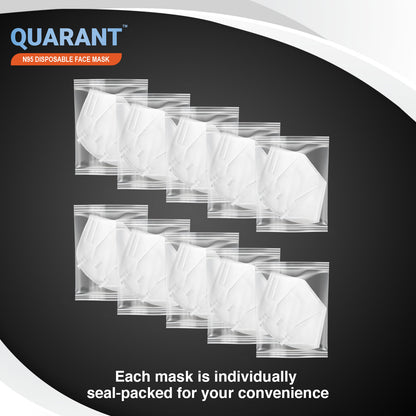 QUARANT N95 Face Mask with Adjustable Nose Pin for Adults (White)
