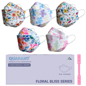 QUARANT Korean Fish Shape Designer Face Mask for Adults (Pack of 10, Floral Bliss Combo)