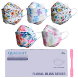 QUARANT Korean Fish Shape Designer Face Mask for Adults (Pack of 10, Floral Bliss Combo)