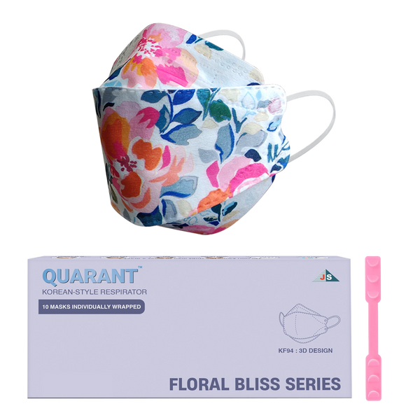 QUARANT Korean Fish Shape Designer Face Mask with Dual Meltblown and Adjustable Nose Pin for Adults (Pack of 10, Magnolia Bloom)