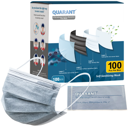 QUARANT 4 Ply Nanosilver Activated Carbon Surgical Face Mask with Adjustable Nose Pin