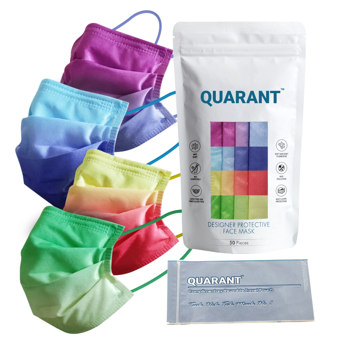 QUARANT 4 Ply Designer Protective Surgical Face Mask with Adjustable Nose Pin (Ombre Combo)