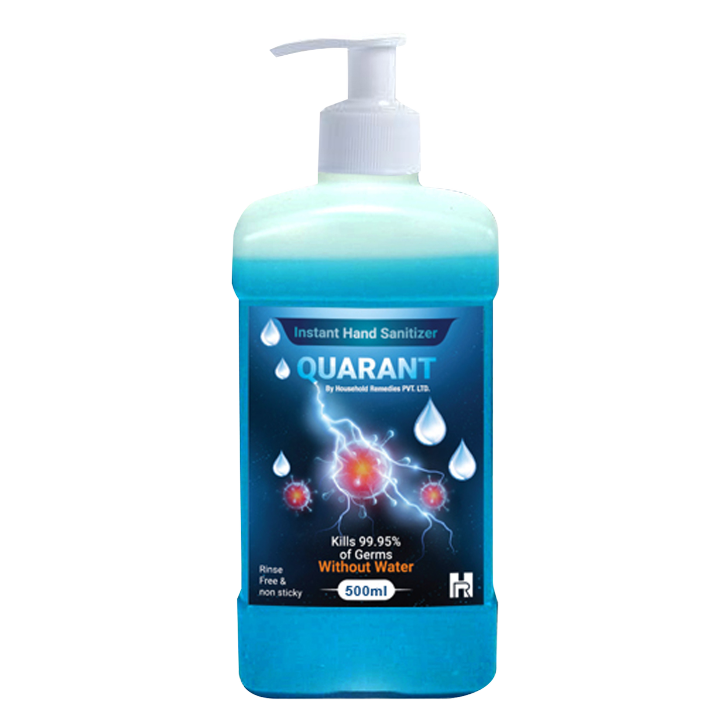 QUARANT 80% Alcohol Based Instant Hand Sanitizer Pump, Kills 99.95% Germs, WHO Recommended Formula & FDA Approved, 500 ML