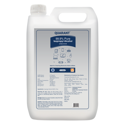QUARANT 99.9% Pure Isopropyl Alcohol (IPA) for Rubbing or Cleaning Electronics & More, 5 Litre Can