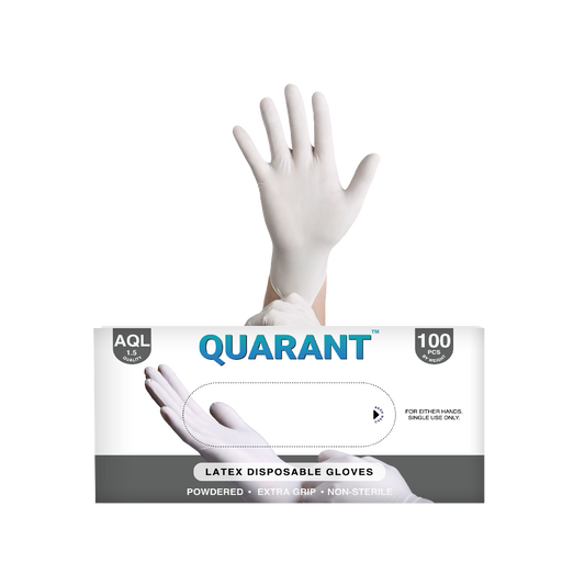 QUARANT Latex Disposable Hand Gloves  (Medium, Pack of 100)
