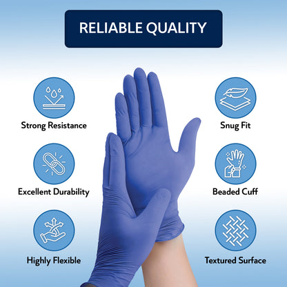QUARANT Nitrile Disposable Hand Gloves (Medium, Blue, Pack of 100)