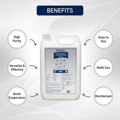 QUARANT 99.9% Pure Isopropyl Alcohol (IPA) for Rubbing or Cleaning Electronics & More, 5 Litre Can