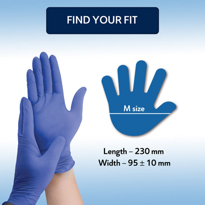 QUARANT Nitrile Disposable Hand Gloves (Medium, Blue, Pack of 100)