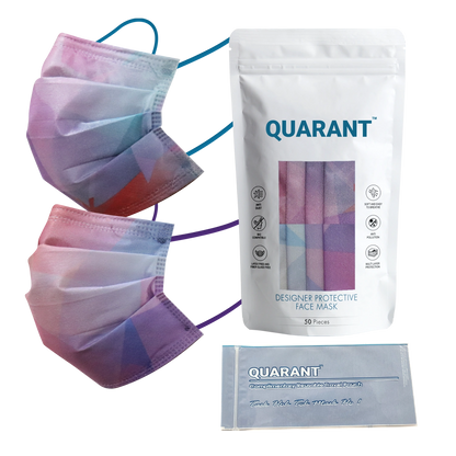 QUARANT 4 Ply Designer Protective Surgical Face Mask with Adjustable Nose Pin (Prism Combo) - Pack of 50