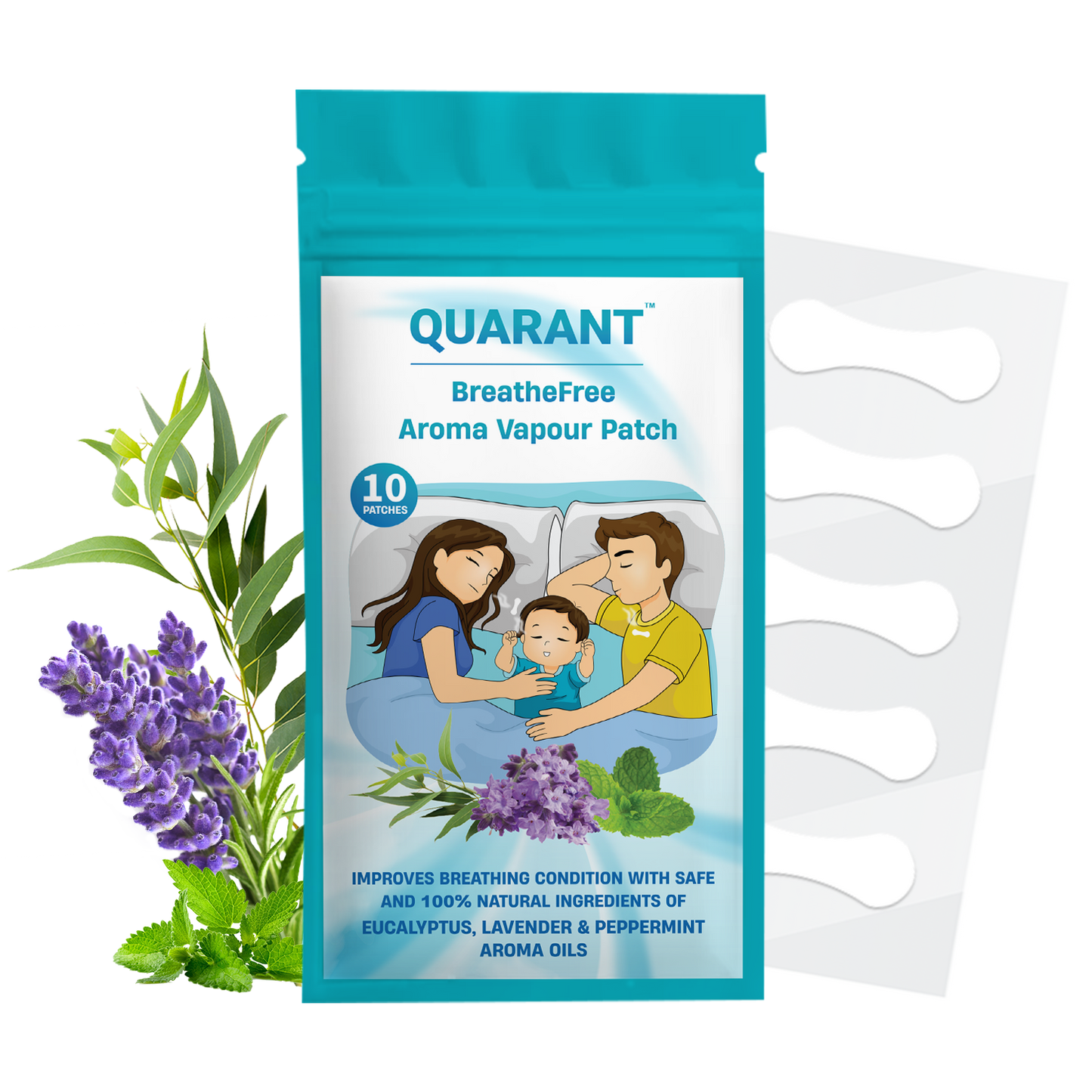 QUARANT BreatheFree 100% Natural Vapour Patch for Children & Adults (Pack of 10)