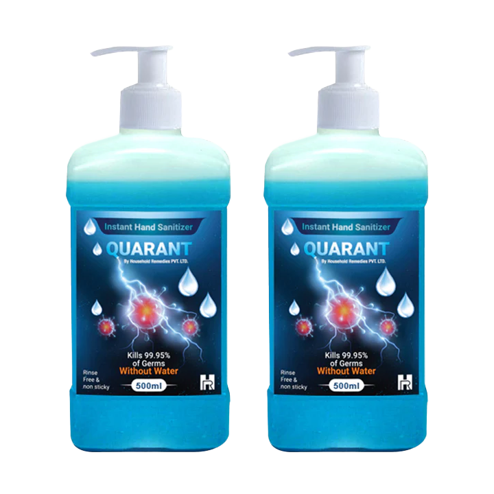 QUARANT 80% Alcohol Based Instant Hand Sanitizer Pump, Kills 99.95% Germs, WHO Recommended Formula & FDA Approved, 500 ML (Pack of 2 Bottles)