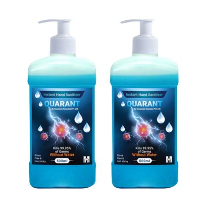 QUARANT 80% Alcohol Based Instant Hand Sanitizer Pump, Kills 99.95% Germs, WHO Recommended Formula & FDA Approved, 500 ML (Pack of 2 Bottles)