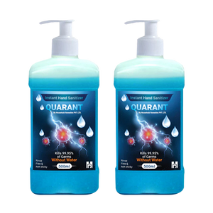 QUARANT 80% Alcohol Based Instant Hand Sanitizer Pump, Kills 99.95% Germs, WHO Recommended Formula & FDA Approved, 500 ML (Pack of 2 Bottles)