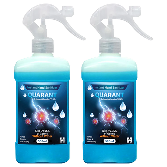 QUARANT 80% Alcohol Based Instant Hand Sanitizer Trigger Spray, Kills 99.95% Germs, WHO Recommended Formula & FDA Approved, 500 ML (Pack of 2 Bottles)